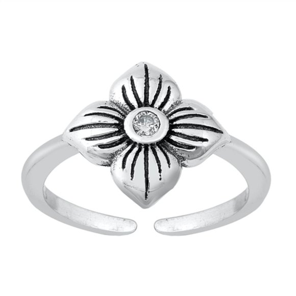 Jewelry | 925 Sterling Silver Flower Toe Ring Adjustable | Poshmark